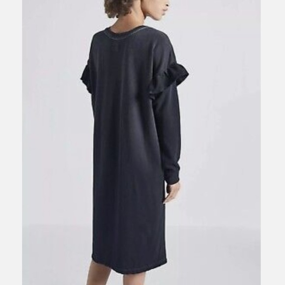 NWT Current Elliott The Ruffle Knit Dress Washed Black size 8 (large) - Picture 2 of 13